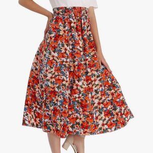 NWT Floral midi High Waisted Skirt Light Spring Garden Party